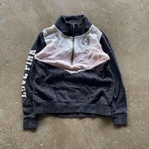 Victoria's Secret PINK Sweatshirt Womens XS Colorblock Quarter Zip Pullover Logo